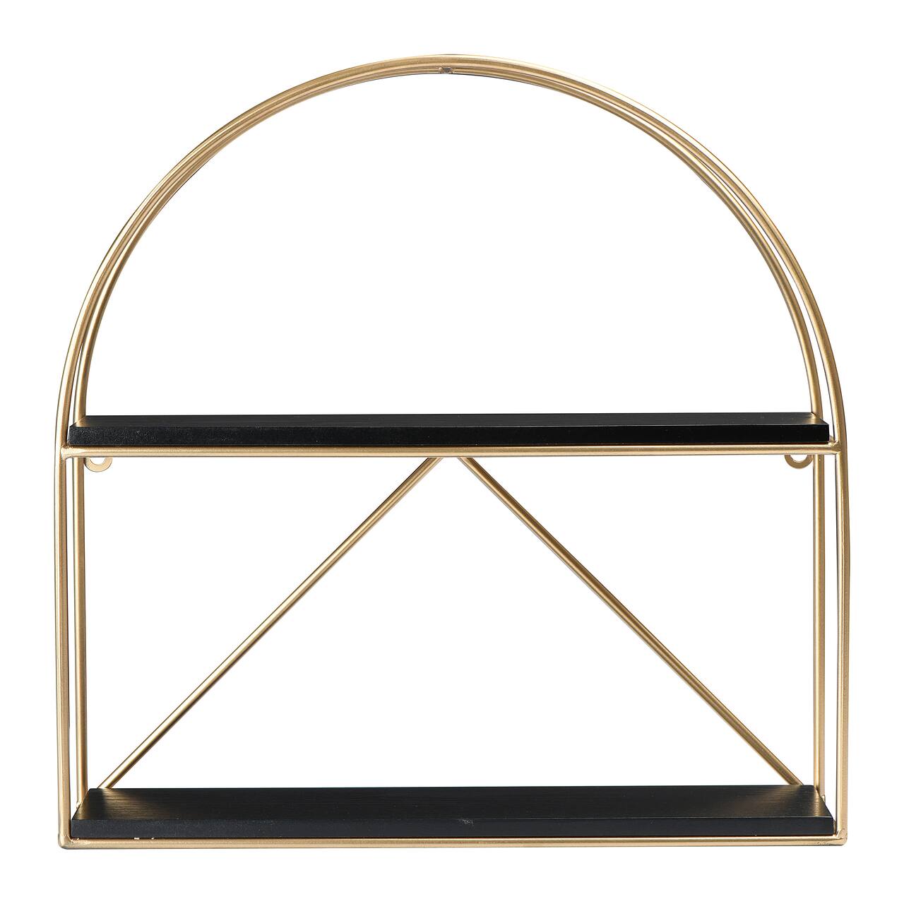 Hello Honey® Wood & Metal Gold Crescent Wall Shelf